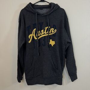 Austin Texas Graphic Hoodie Sweatshirt Sz Large *Read Description * Gray Yellow
